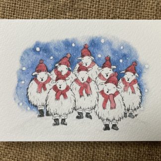 Pack of five Christmas Herdwick choir cards